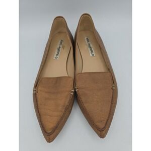 Karl Lagerfeld Tan Pointed Toe Leather Loafers